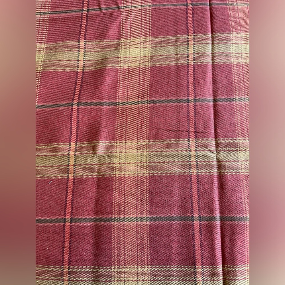 Vintage Fabric Tartan Plaid Brandy Wine - Original Tag From Portugal - 3 PCs